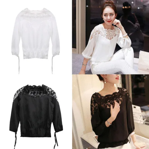 2019 сексуальные кружевные Топы blusas Тонкий размера плюс кружевная блузка рубашка