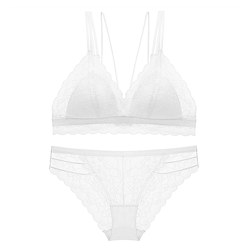 Кружевной бюстгальтер с тонкой подкладкой треугольный бандажный беспроводной