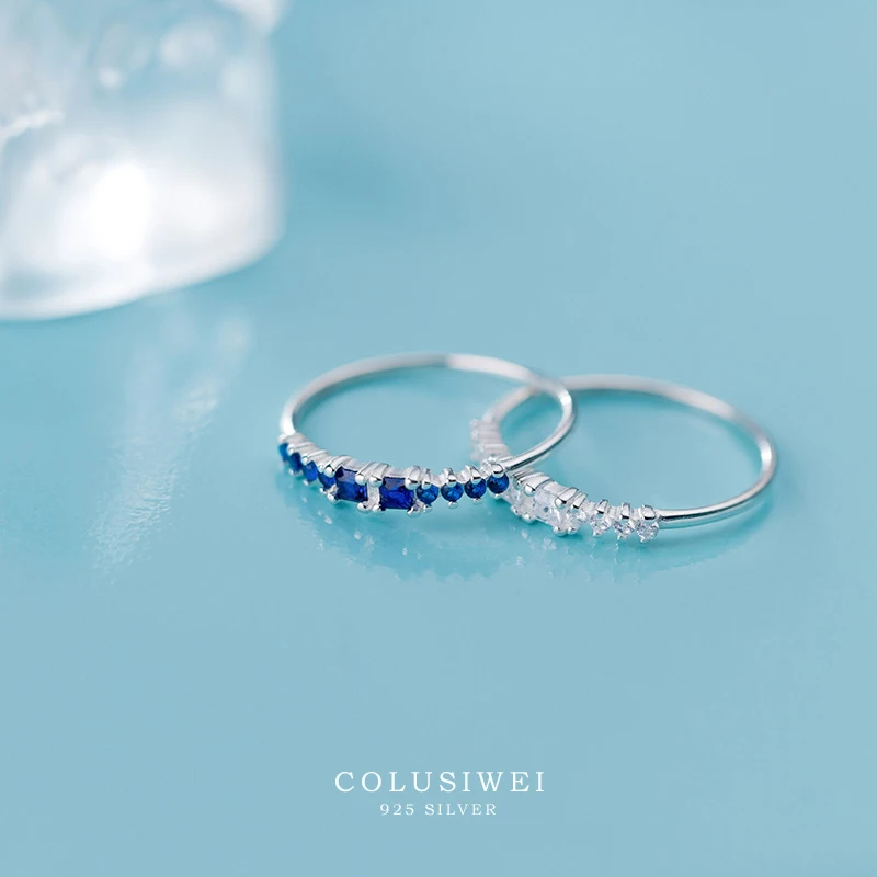 Colusiwei квадратные геометрические штабелируемые перстни для женщин прозрачный