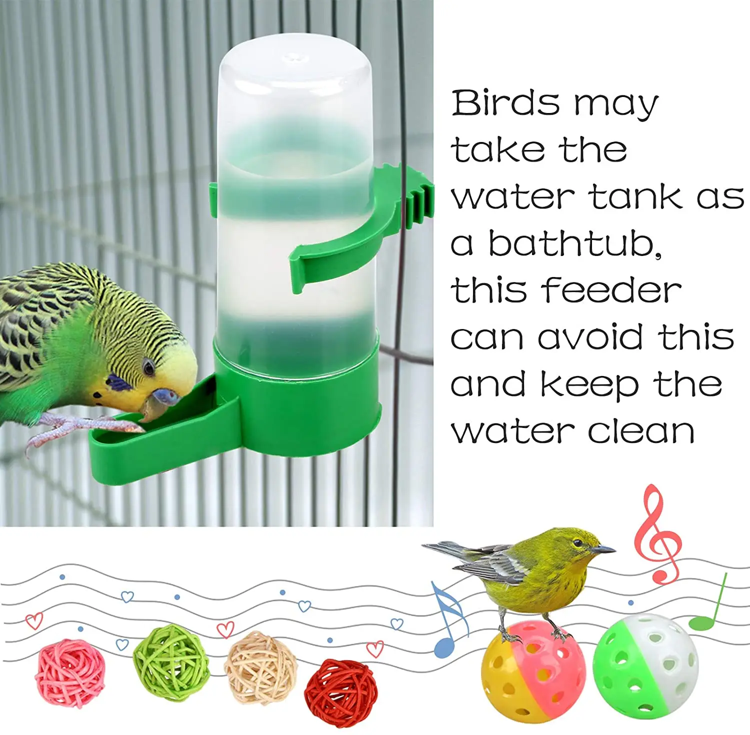 

14 Pcs Bird Toys Hanging Birds Cage Toy Bells Swings Ladder Chewing Toys Rattan Balls Molar Water Feeder for Parrots Birds Toy