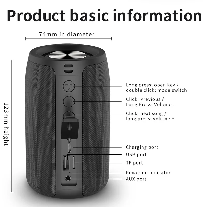 Bluetooth Колонка ZEALOT S32 портативная Водонепроницаемая Беспроводная колонка с