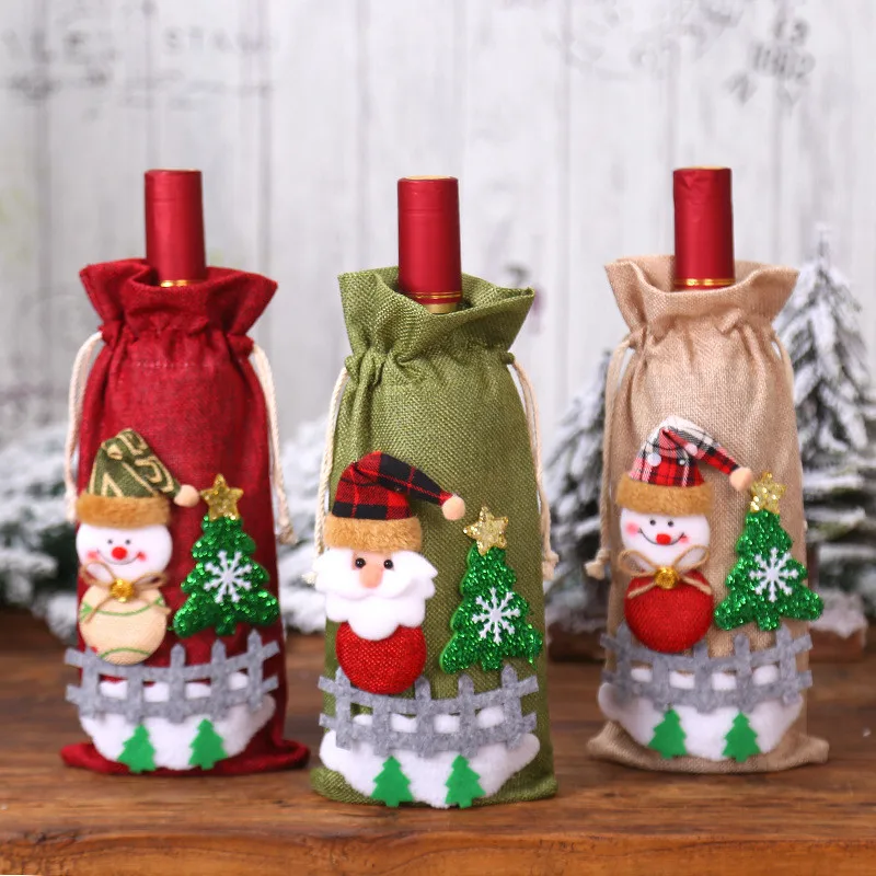 

Christmas Wine Bottle Cover Christmas Decorations for Home New Year Santa Claus Christmas Ornament Table Decor 2021 Navidad Gift