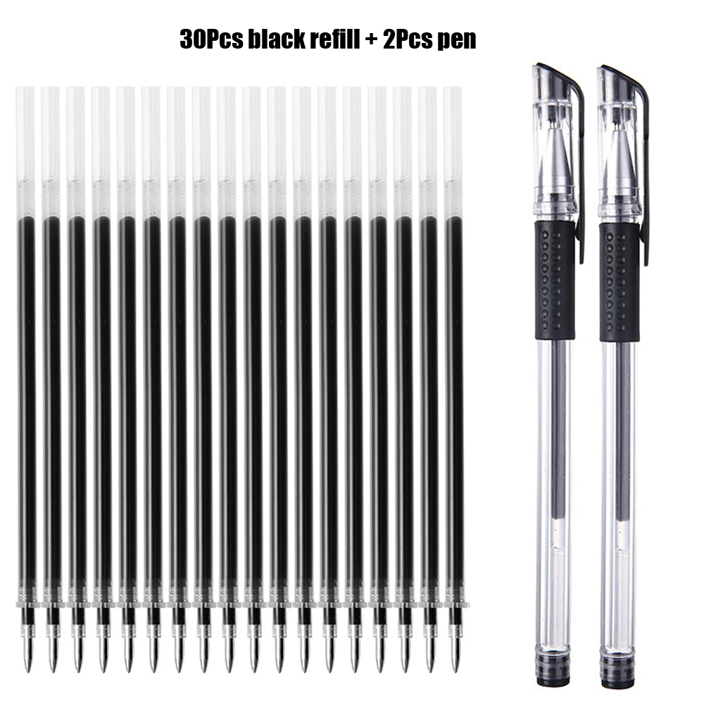 

2+30Pcs/Set Business Gel Pens Black/Red/Blue Refill Gel pen set 0.5mm Blue Ballpoint pen Office&school supplies Stationery