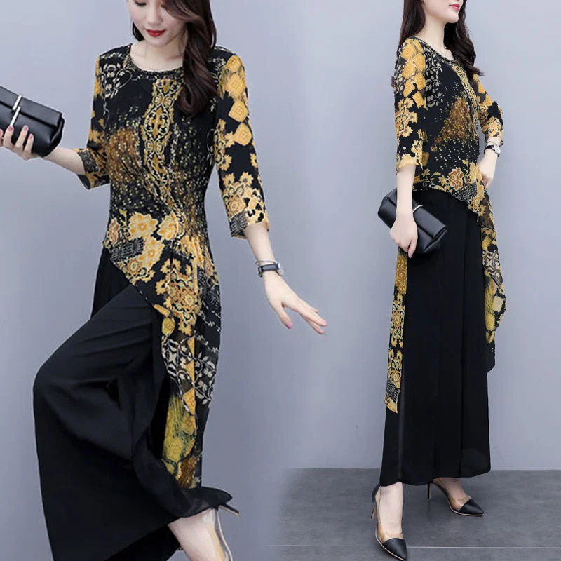 Женские комплекты из двух предметов новинка весны-лета 2021 шифоновый топ с