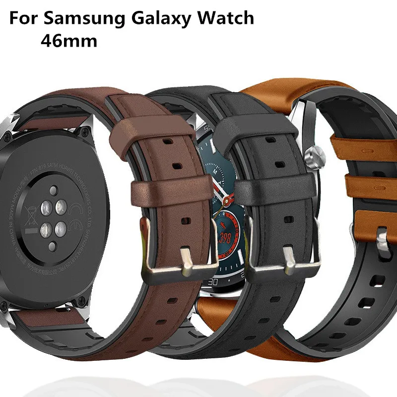 Ремешок кожаный для Samsung Gear S3 браслет смарт часов Huawei Watch GT GT2 Amazfit GTR 47 мм 22