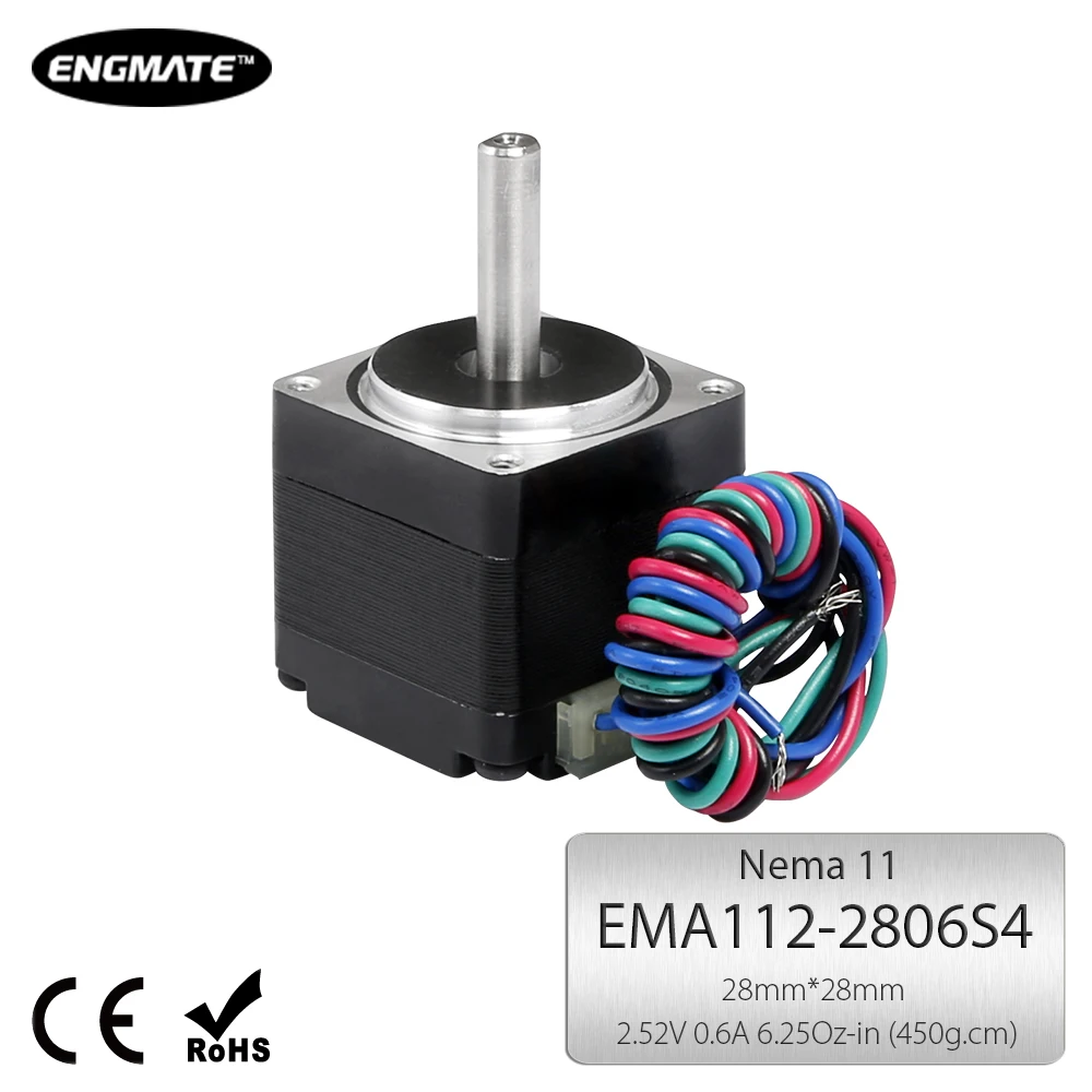 

ENGMATE Nema 11 Stepper Motor 6.25Oz-In 2-Phase 0.6A for CNC Mill Router Cutter EMA112-2806S4