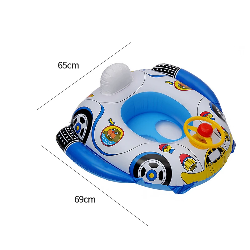 

Baby Swimming Ring Summer Inflatable Toddler Float Mattress Kid Child Swim Pool Water Cartoon Seat Car Trainer With Wheel Horn