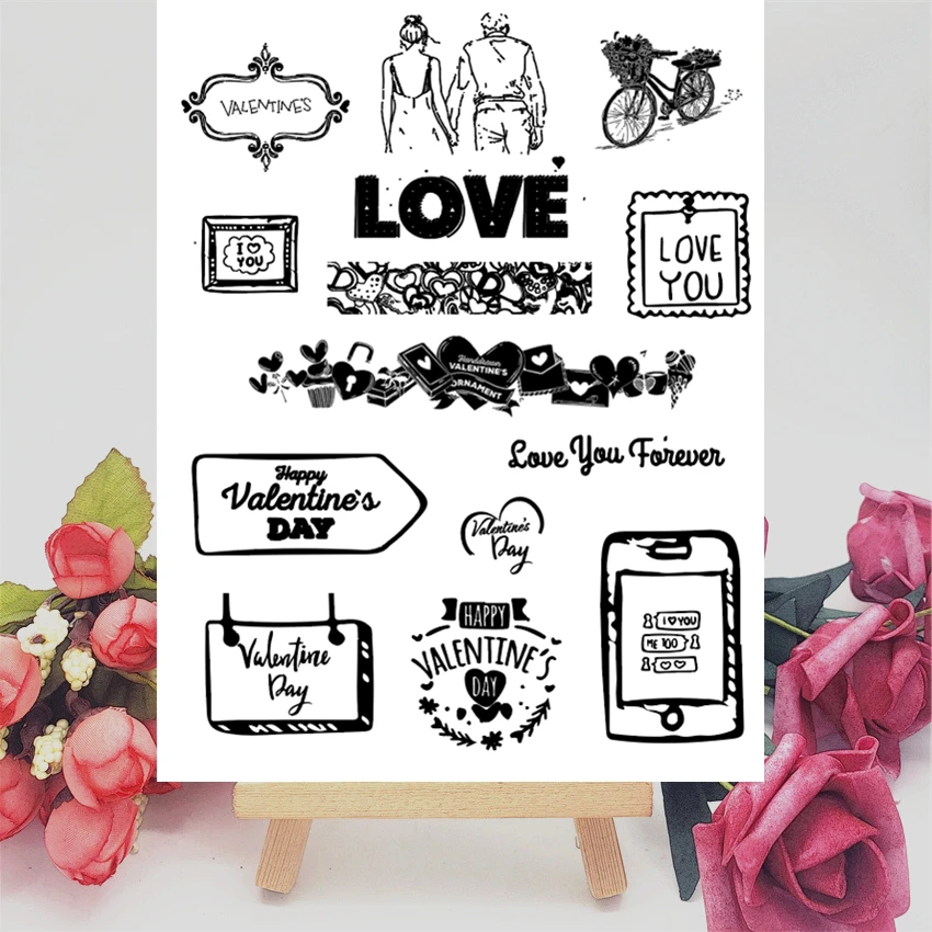 14x18CM Happy Valentine's Day Transparent Seal Clear Stamps Silicone Roller DIY Scrapbook Album / Card Production | Дом и сад