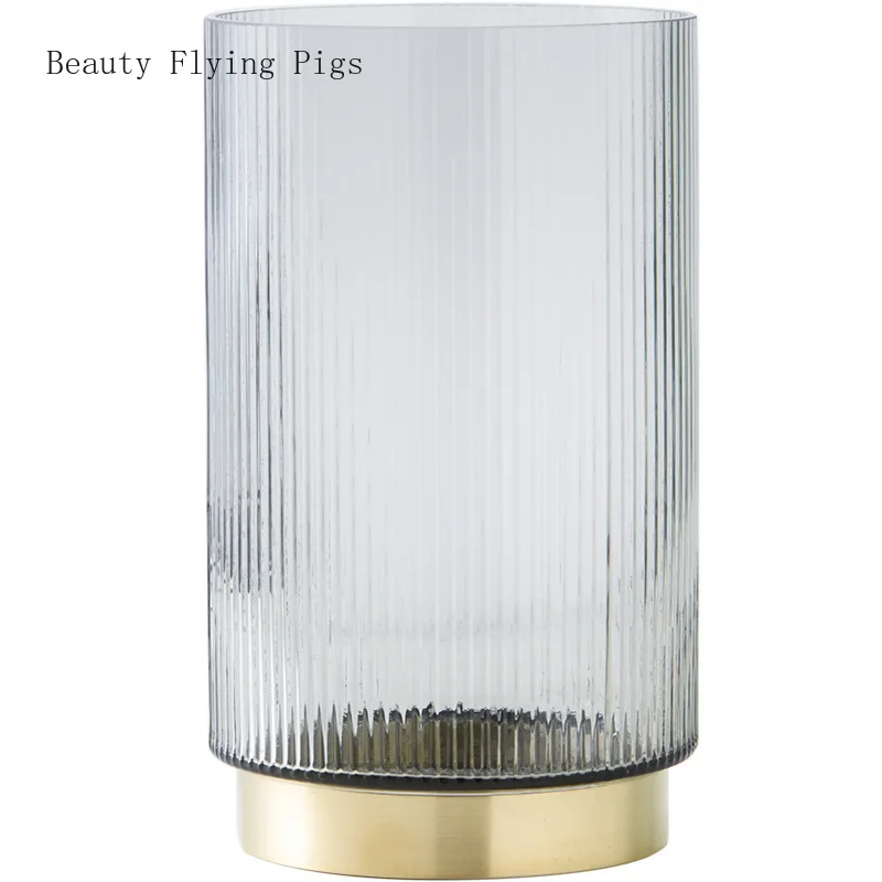 Прямая продажа Новая легкая Роскошная ветровая ваза из цветного стекла с золотым