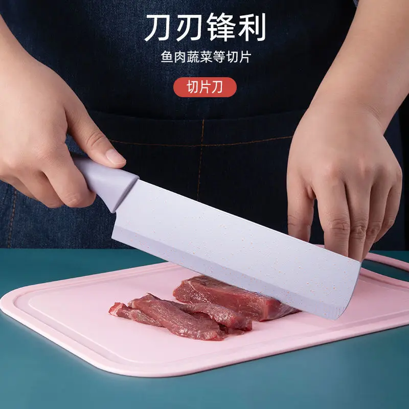 Juego de cuchillos de paja de trigo, utensilio de cocina dom&eacute;stico de material inoxidable ecol&oacute;gico, para cortar pan y fruta-4