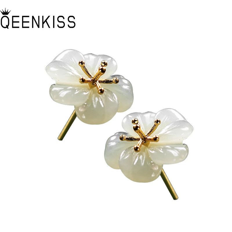 

QEENKISS EG5104 Изящные ювелирные изделия оптом модные женские свадебные подарки на день рождения в стиле ретро цветок сливы нефрит 24KT золотые сер...