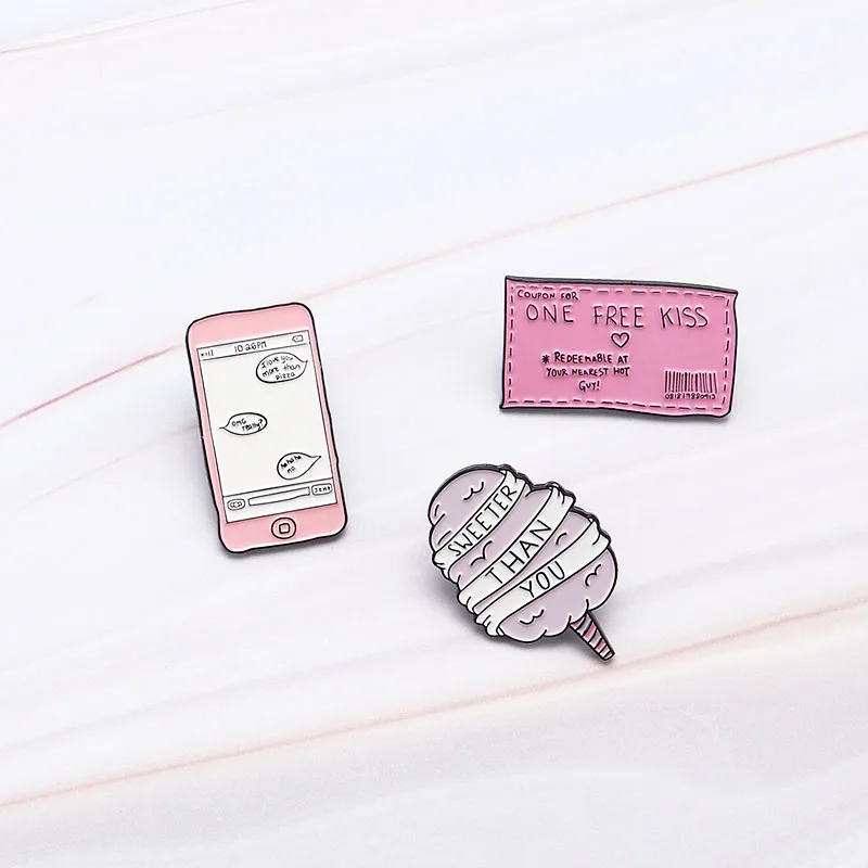Мультфильм Розовая коллекция эмалированные булавки Love Yourself сердце пианино Броши