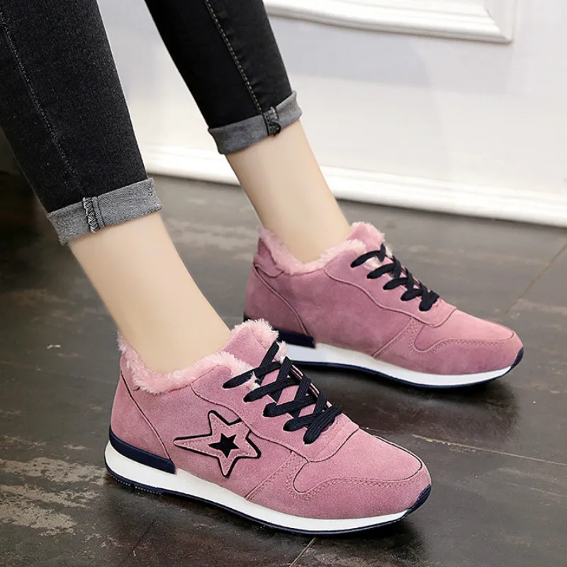 2019 Зимняя женская обувь Теплая с мехом и плюшем Обувь (Европа) Элегантные ботинки