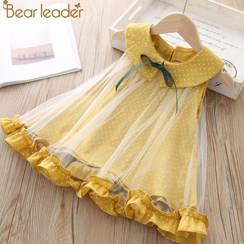 Bear leader/платье для девочек г. Новое летнее стильное Брендовое детское платье в полоску без рукавов с воротником в стиле Питера Пэна для малышей