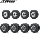 Полный комплект колесных шин AXSPEED Tamiya, передняя и задняя колесные диски, резиновая шина для масштаба 114, 8x8, запчасти для радиоуправляемого трактора, грузовика, автомобиля