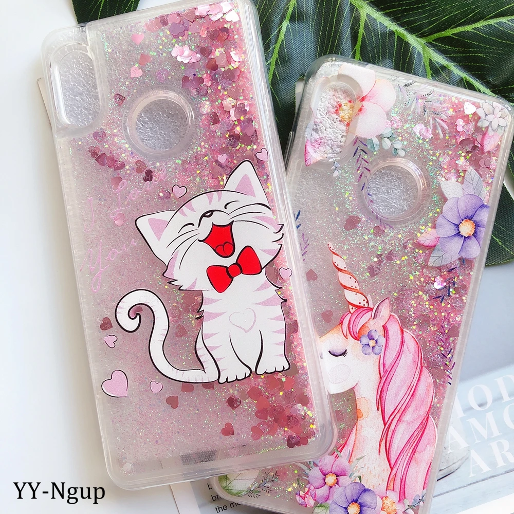Y6 крышка huawei Y5 Y6 Y7 Y9 чехол для телефона милый Единорог Блестящий Жидкий чехол на ETUI huawei Y5 Y6 Y7 Prime чехол