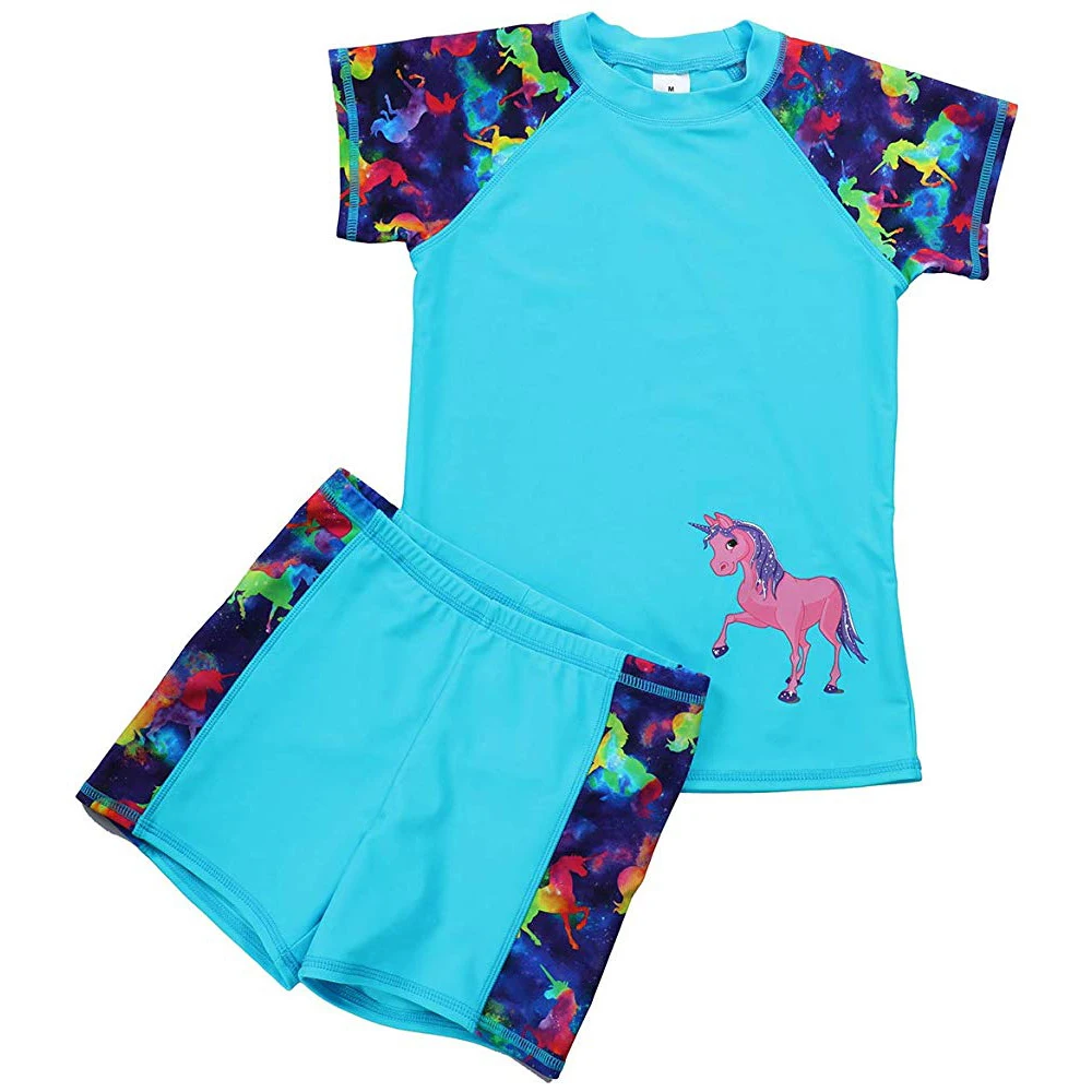 Купальный костюм для девочек подростков с единорогом комплект из 2 предметов: