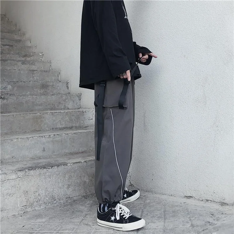 

Women Techwear Black Cargo Pants Women Gothic Oversize Dark Academia Style Gray Wide Leg Trousers for Female Mall Goth Punk