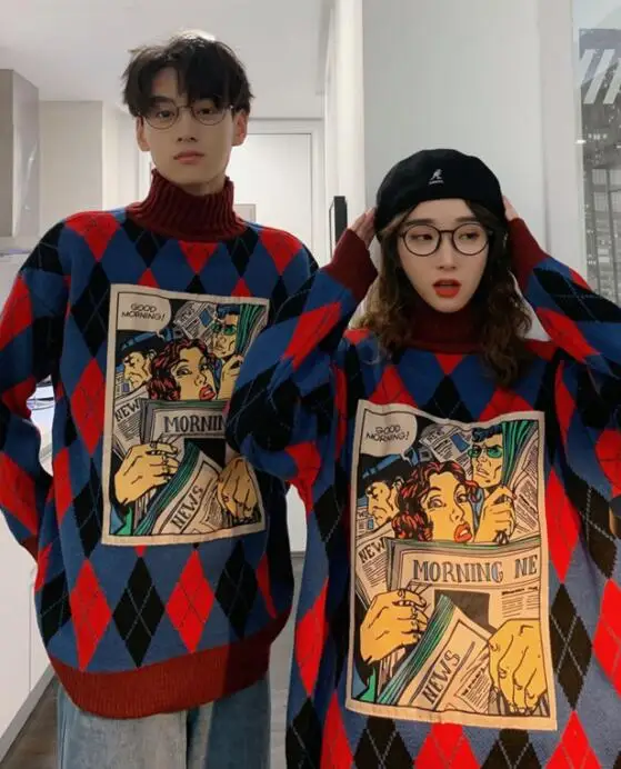 A16 парная одежда новинка толстый свитер с высоким воротником женский свободный