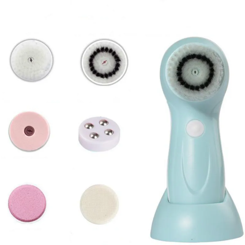 

3-6pcs Electric Silicone Face Cleansing Brush To Clean Pores Deep Cleansing Massage 6 In 1 Face Cleanser Wash Product