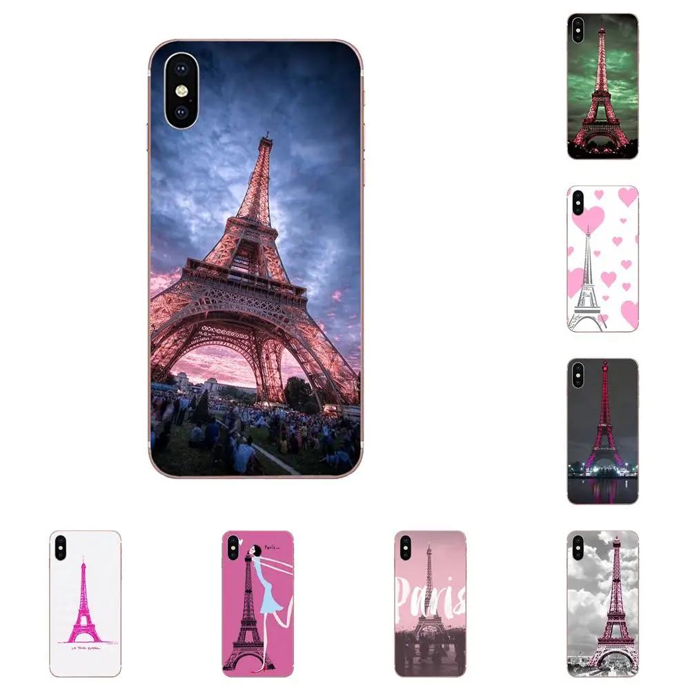 Мягкий модный чехол Эйфелева башня с розовыми лепестками для iPhone 11 Pro XS Max X 8 7 6s Plus 5