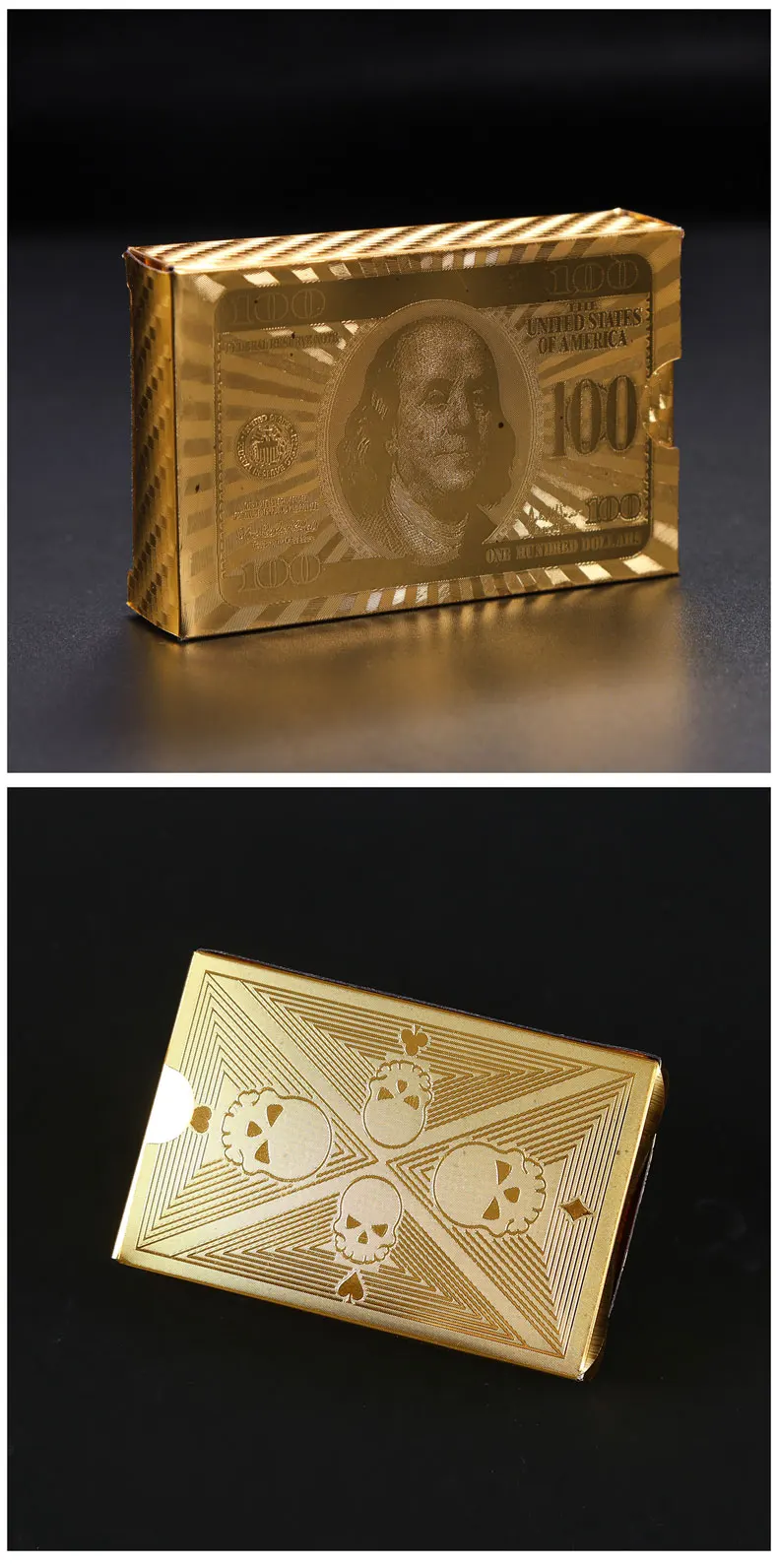 24K золотые карты для покера, роскошные золотые карты для покера, игральные карты, доллар, евро набор, пластиковые волшебные карты, водостойкие карты, волшебные