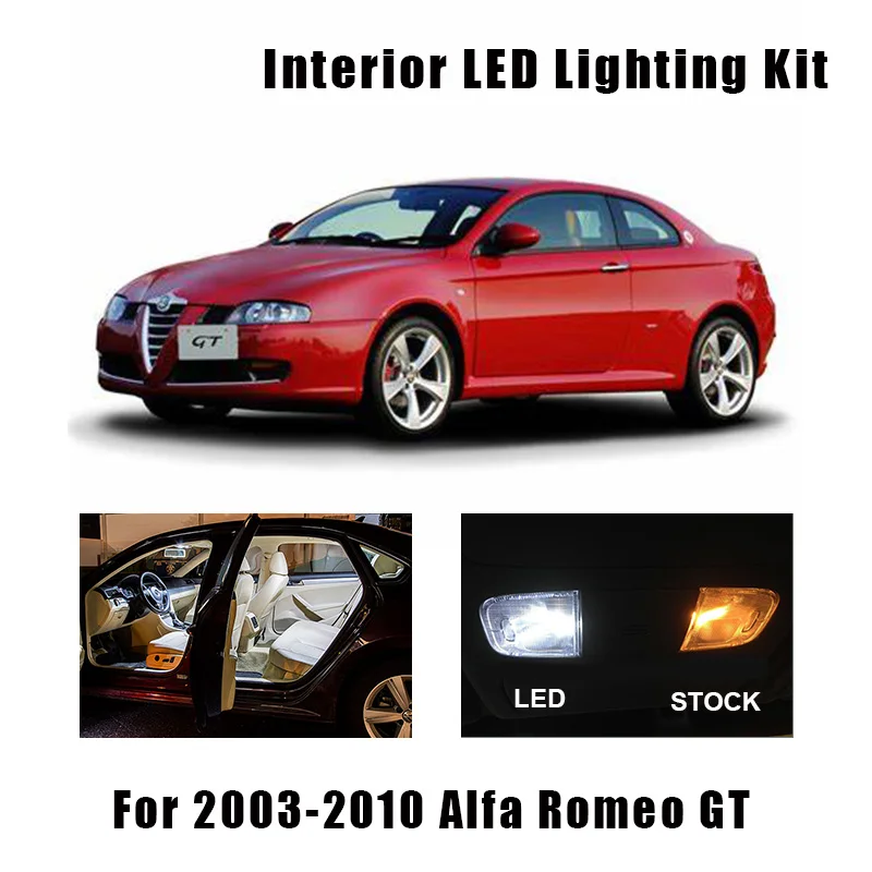 7pcs White Error Free LED Bulbs Interior Map Dome Light Kit Fit For 2003-2007 2008 2009 2010 Alfa Romeo GT Trunk Glove Box Lamp |