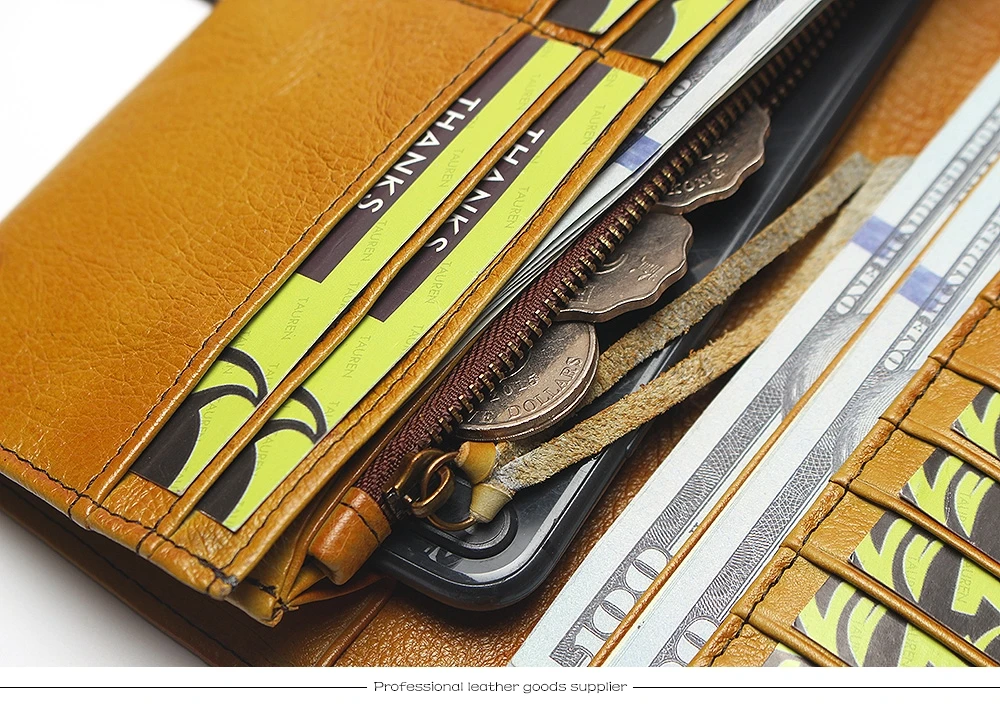 RFID Блокировка Dip Dye натуральная кожа Ретро Винтаж сплошной цвет мужской длинный кошелек портмоне винтажный дизайнер мужские кошельки