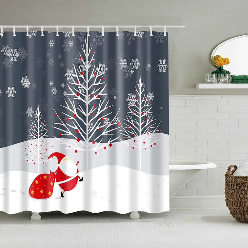 

Christmas deer curtain bathroom shower curtain polyester waterproof large size bath curtain festival