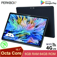 perkbox 10 inch tablet android 10 0 os octa core cpu 6gb ram 64gb rom phone call dual 4g lte wifi bluetooth gps type c