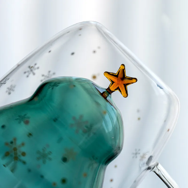 Новинка двойная стеклянная Рождественская елка звезда чашка желания кофейник