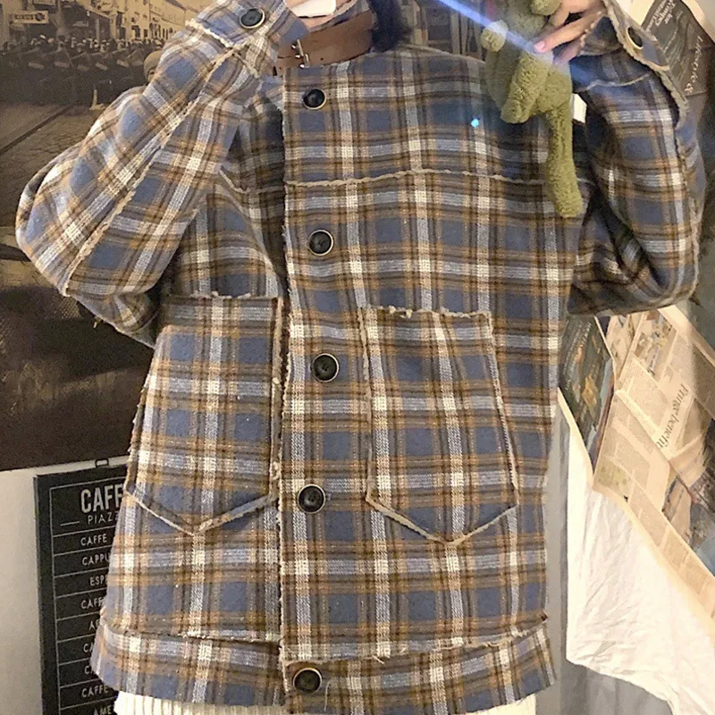 Зимняя Толстая куртка в клетку из овечьей шерсти Мужская теплая Модная