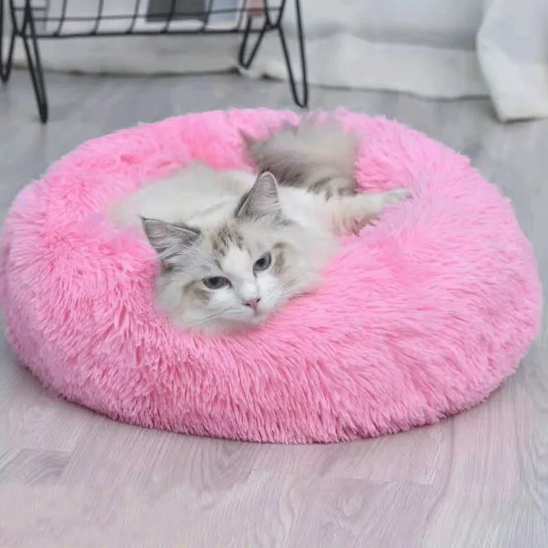 

Winter Warm Sleeping House Washable long plush Dog Kennel Cat Bed Kennel Nest Foldable Puppy Cushion Mat Round Pet Bed Cat Dog