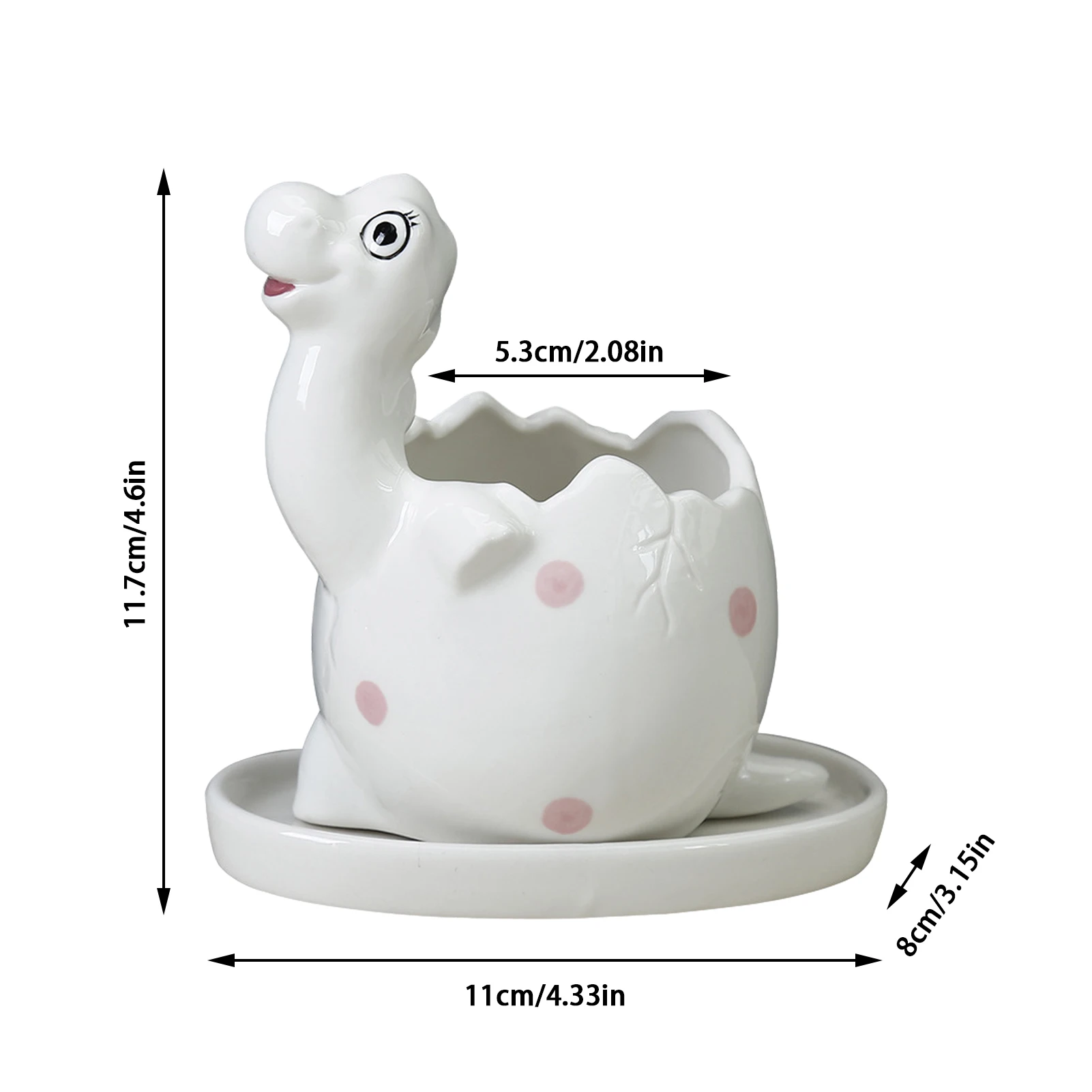 

Ceramic Flowerpot Dinosaur Eggs Mini Flower Pot Planter with Drainage Hole for Small Plants Succulents Home Decoration Ornament