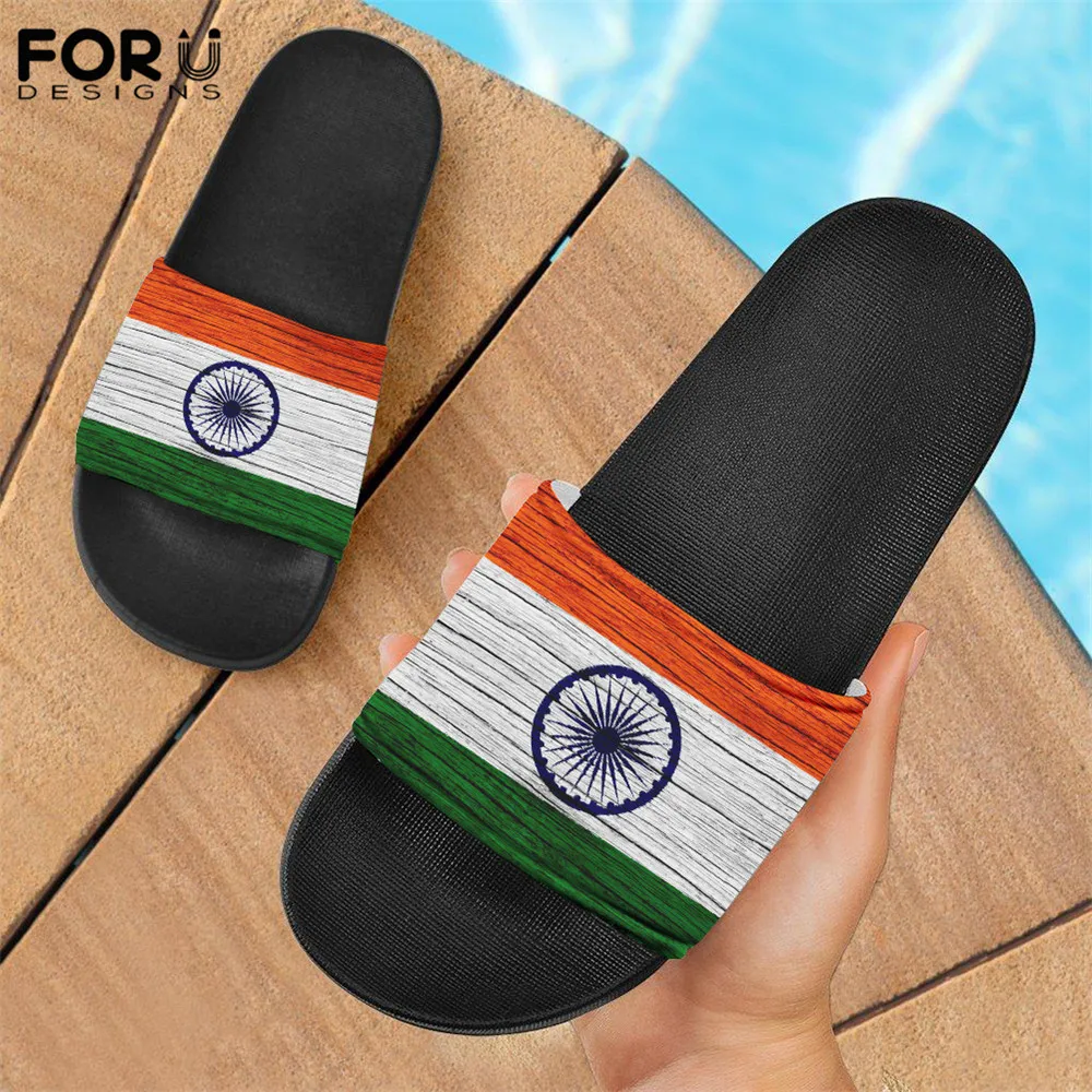 

Дизайнерские тапочки FORUDESIGNS для мужчин с флагом индийского узора, летние пляжные мужские тапочки, повседневные мужские домашние тапочки, Не...