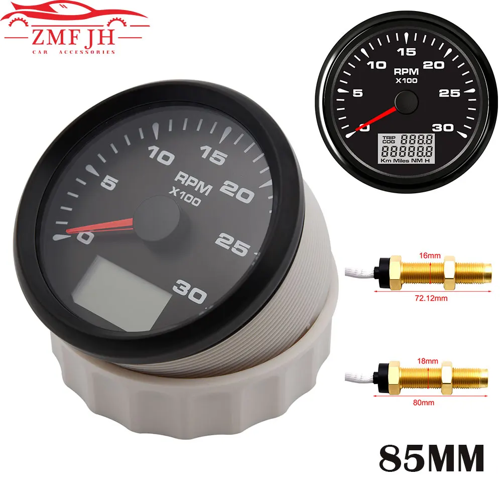 Новый 85 мм Тахометр Морской с ЖК дисплеем 3000 4000 6000 8000 об/мин датчик тахометра M16