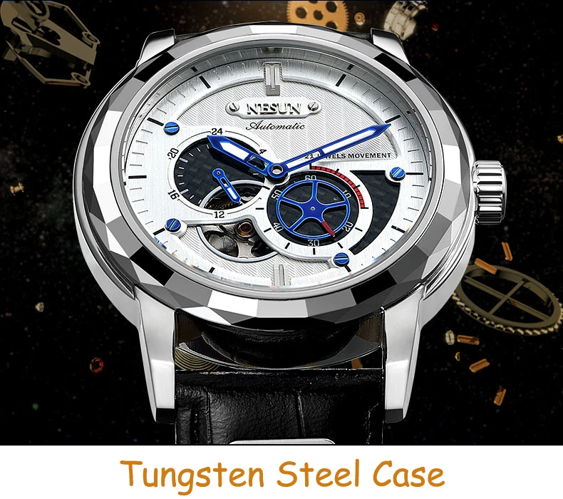 Швейцарские Топ люксовый бренд NESUN Skeleton Tourbillon часы для мужчин автоматические мужские часы 100 м водонепроницаемые спортивные часы relogio N9810-3