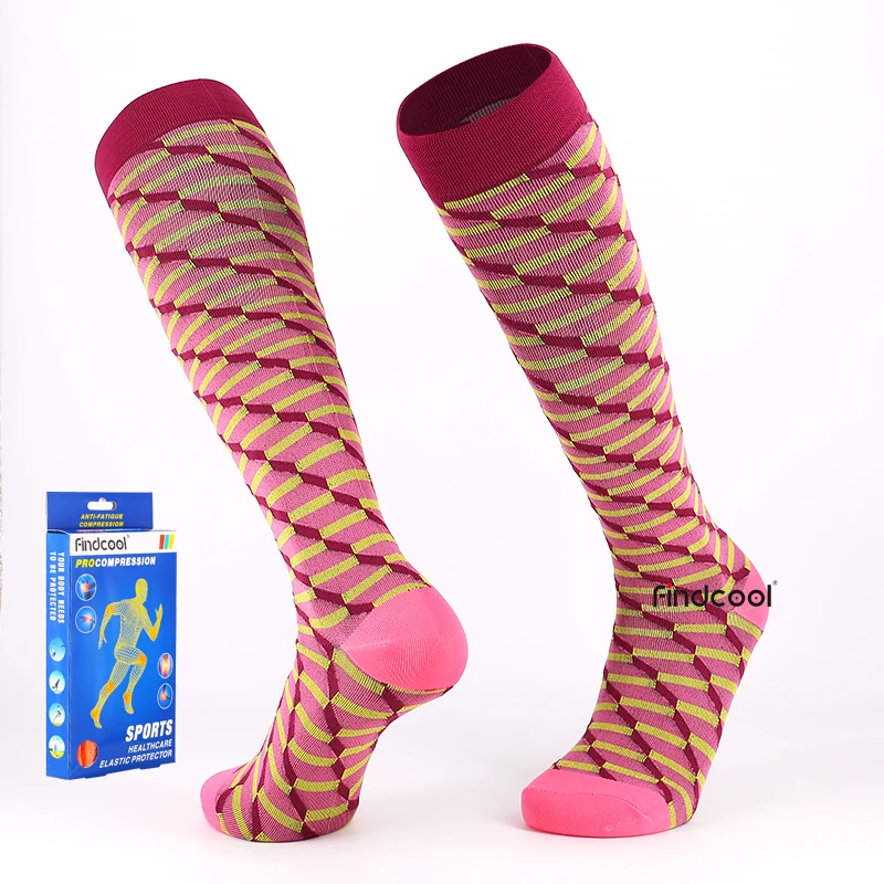 

Findcool Women Knee High Fashion Travel Flight Socks Compression Stockings Long Socks
