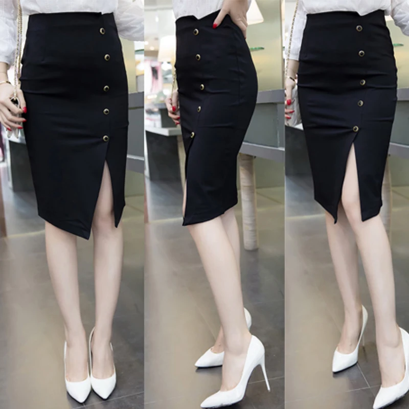 Новая модная черная тонкая юбка-карандаш Женская Классическая пикантная юбка