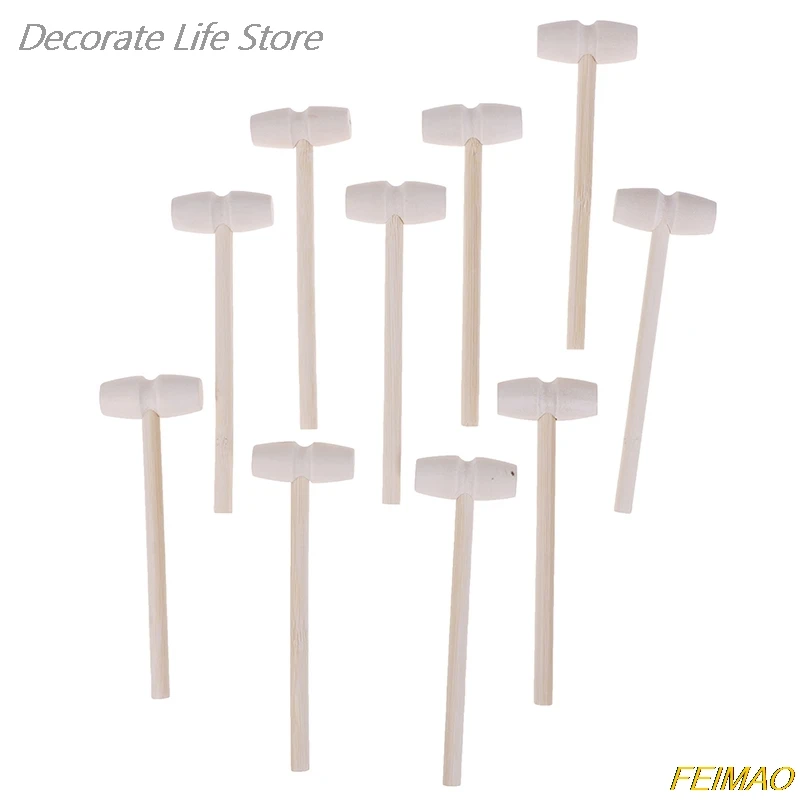 

NEW 10 Pieces Mini Wooden Hammer Balls Toy Pounder Replacement Wood Mallets Baby 140 x 43 x 19mm Hot Sale