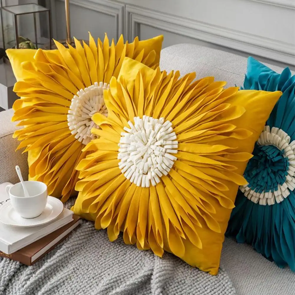 

Pillow Cover Nice-looking Beautiful Cute Chrysanthemum Shape Cushion Cover Sofa Pillow Case for Home