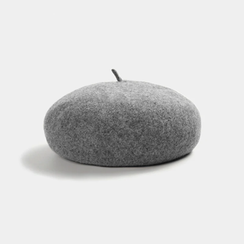 Light gray Новинка, осенне-зимний высококачественный Женский берет, Модный женский однотонный Повседневный шерстяной берет, женские элегантные теплые шапки и кепки - Цвет: Light gray