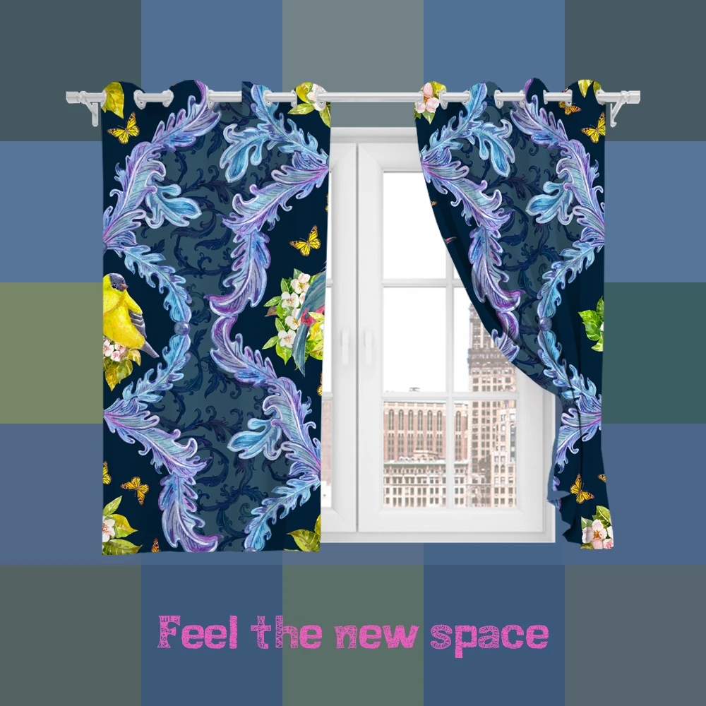 

Punch Hook Blackout Curtain Modern Customized Full Shade Sunscreen Blinds For Windows Home Kitchen Bedroom LivingRoom Decoration