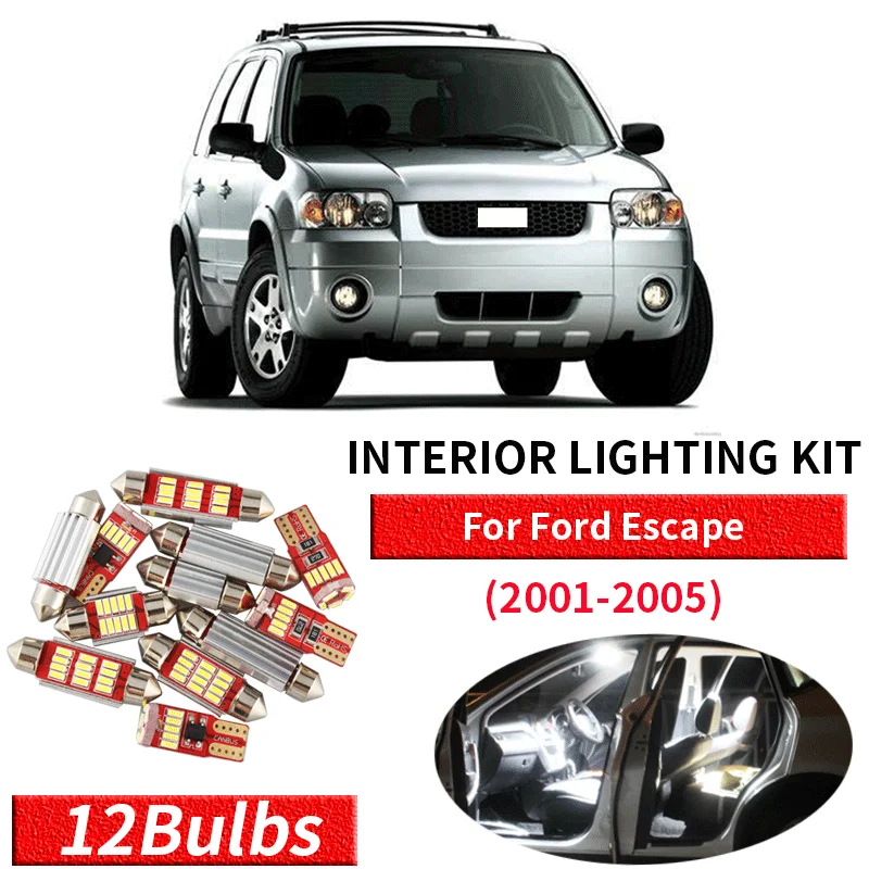 

12Pcs White Canbus led Car interior lights Package Kit for 2001 2002 2003 2004 2005 Ford Escape led interior lights