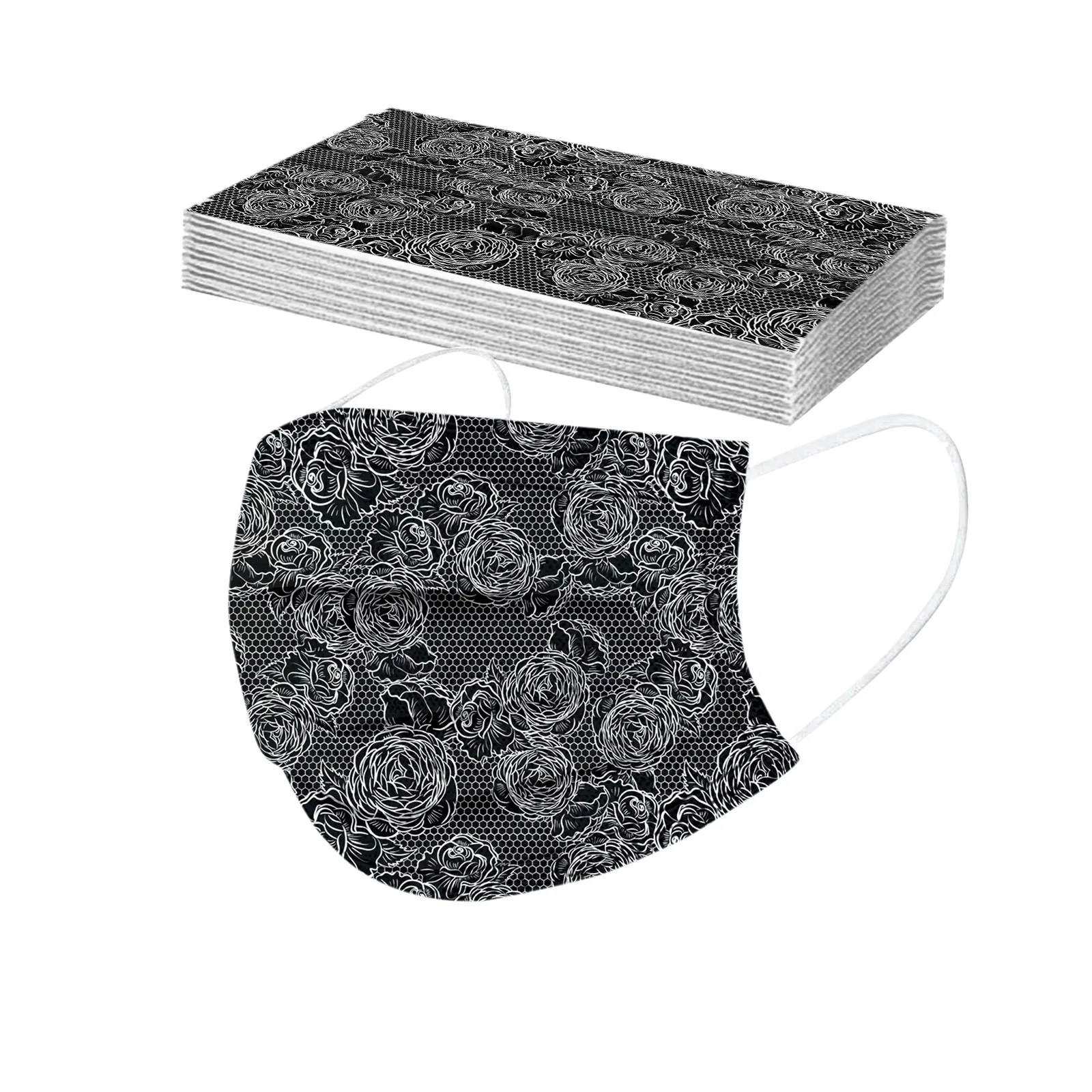 

10PCS Unisex Hot Adult Lace Mask Disposable Face Mask 3Ply Ear Loop Anti-PM2.5 Cover Outdoor Pollution Protection Mascarilla