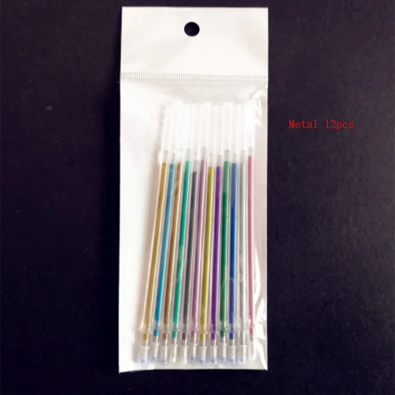 12 шт./компл. флэш Ballpint гелевая ручка Выделите пополнения Цвет блестящими чернил