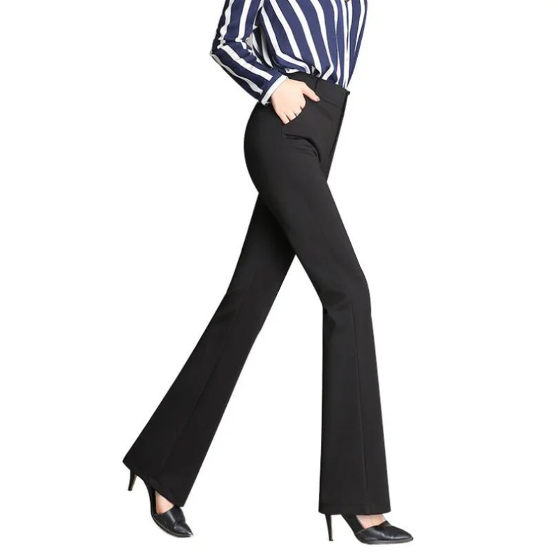 

Plus Size Flared Trousers Straight High Waist Flare Pants Black Red Suit Pants Women Clothes