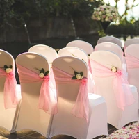 25pcs organza chair sash bow for cover banquet wedding decor party decoration sheer fabric supply wedding d%c3%a9coration mariage