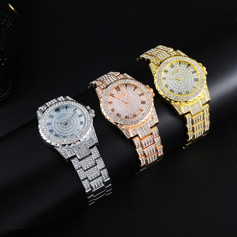 Hip Hop Luxury Mens Iced Out Watches Date Quartz Wrist Watches With Micropave CZ Alloy Watch For Women Men Jewelry