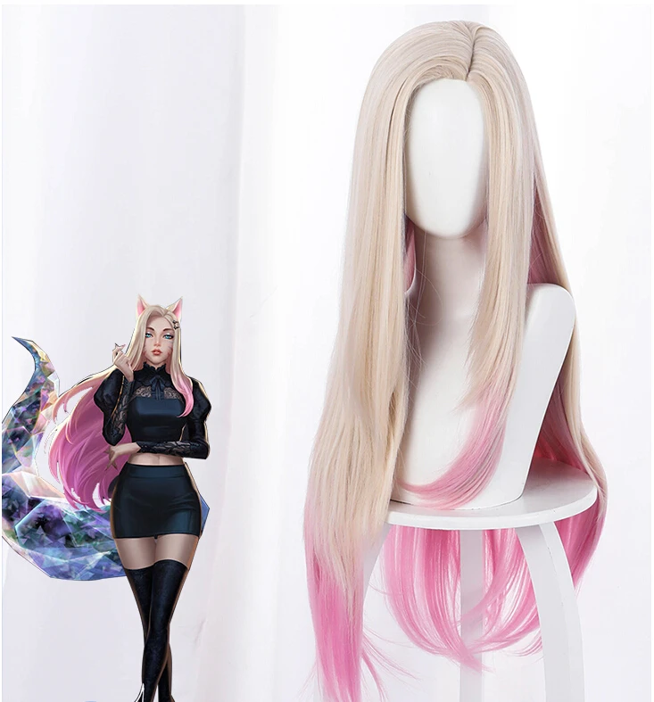 Игра LOL Косплэй Ahri парик 80 см Розовый Синтетический термостойкий волос вечерние